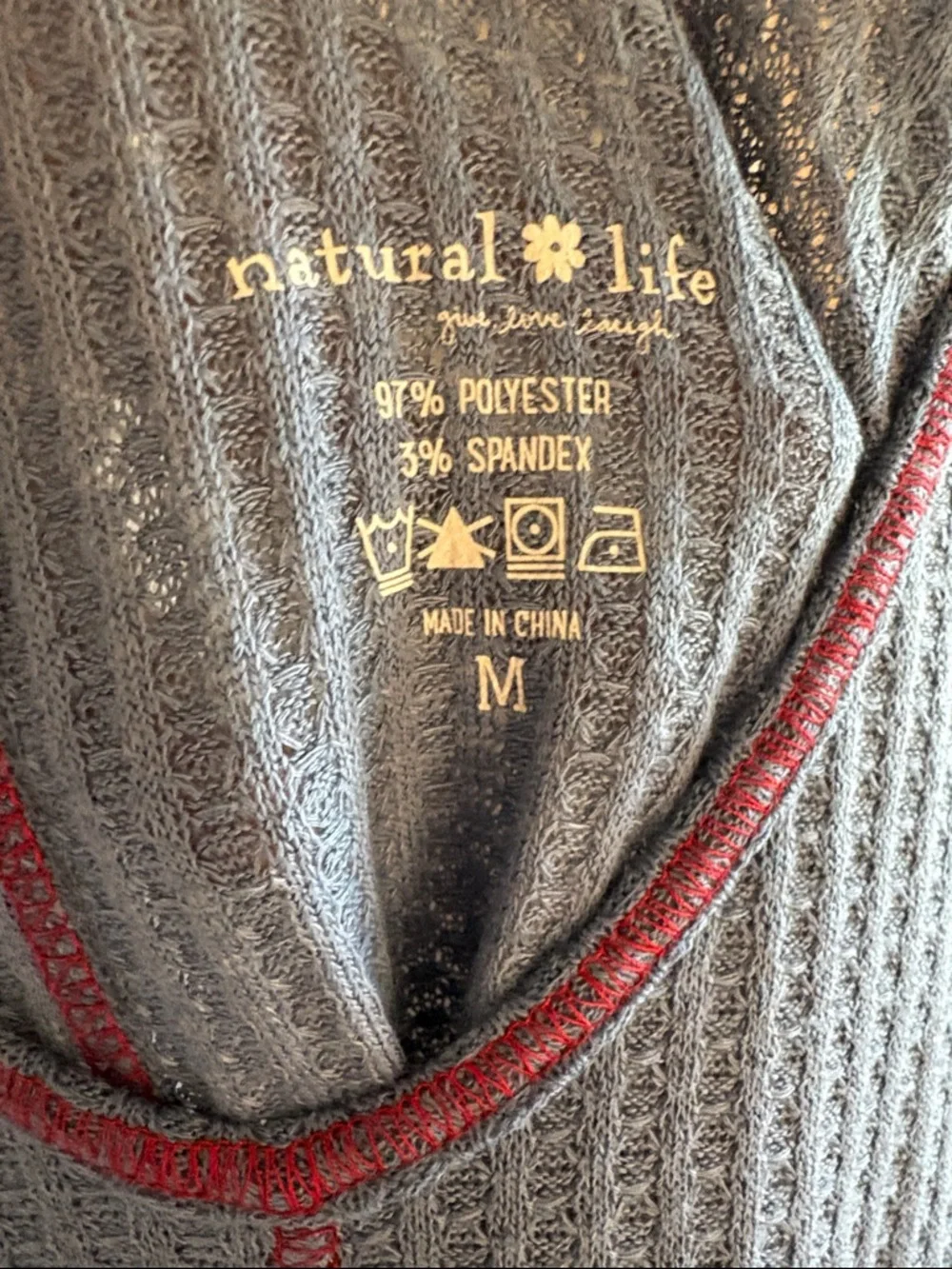 Natural Life Ava Cover Up Blue Knit Swing Tank with Red Contrast Stitching Sz M - Picture 6 of 8